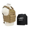 NcStar Plate Carrier Vest with 10" x 12" PE Hard Plates Tan