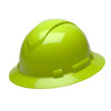 Pyramex Safety Products Ridgeline Full Brim Hard Hat 4 Point Ratchet, Hi Vis Green