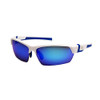 Pyramex Safety Products Tensaw Safety Glasses, Ice Blue Mirror Anti-Fog Lens with White/Blue Frame