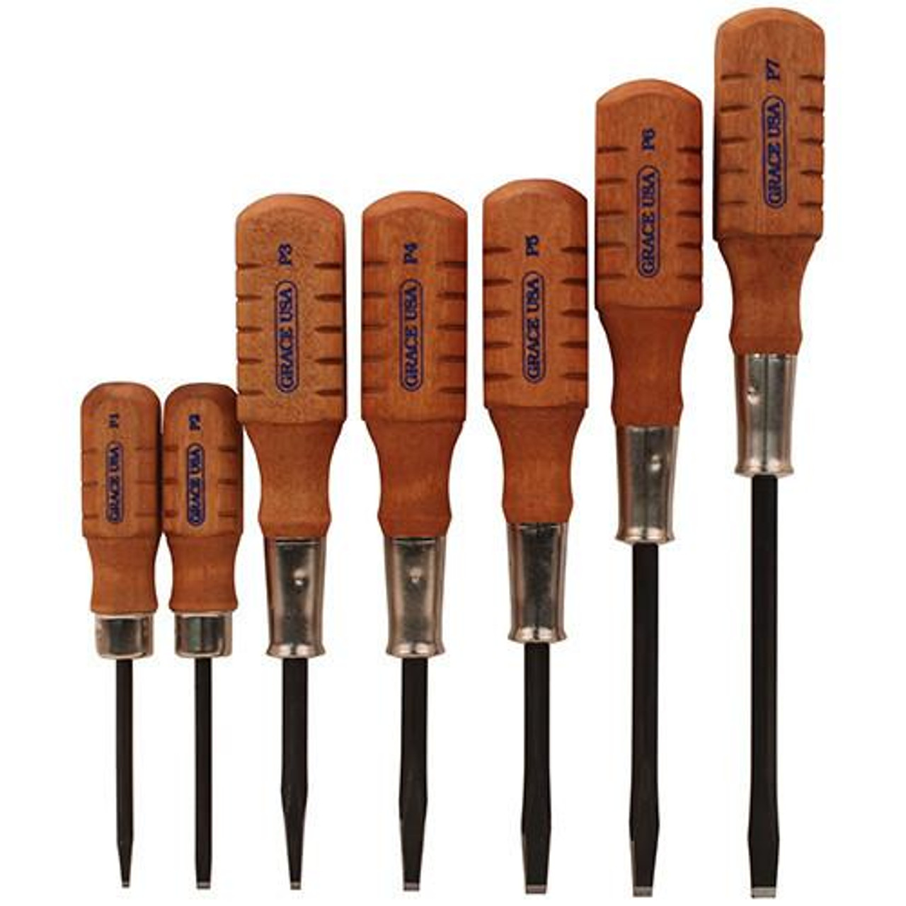 Grace USA 8 Piece Brass Roll Pin Punch Set