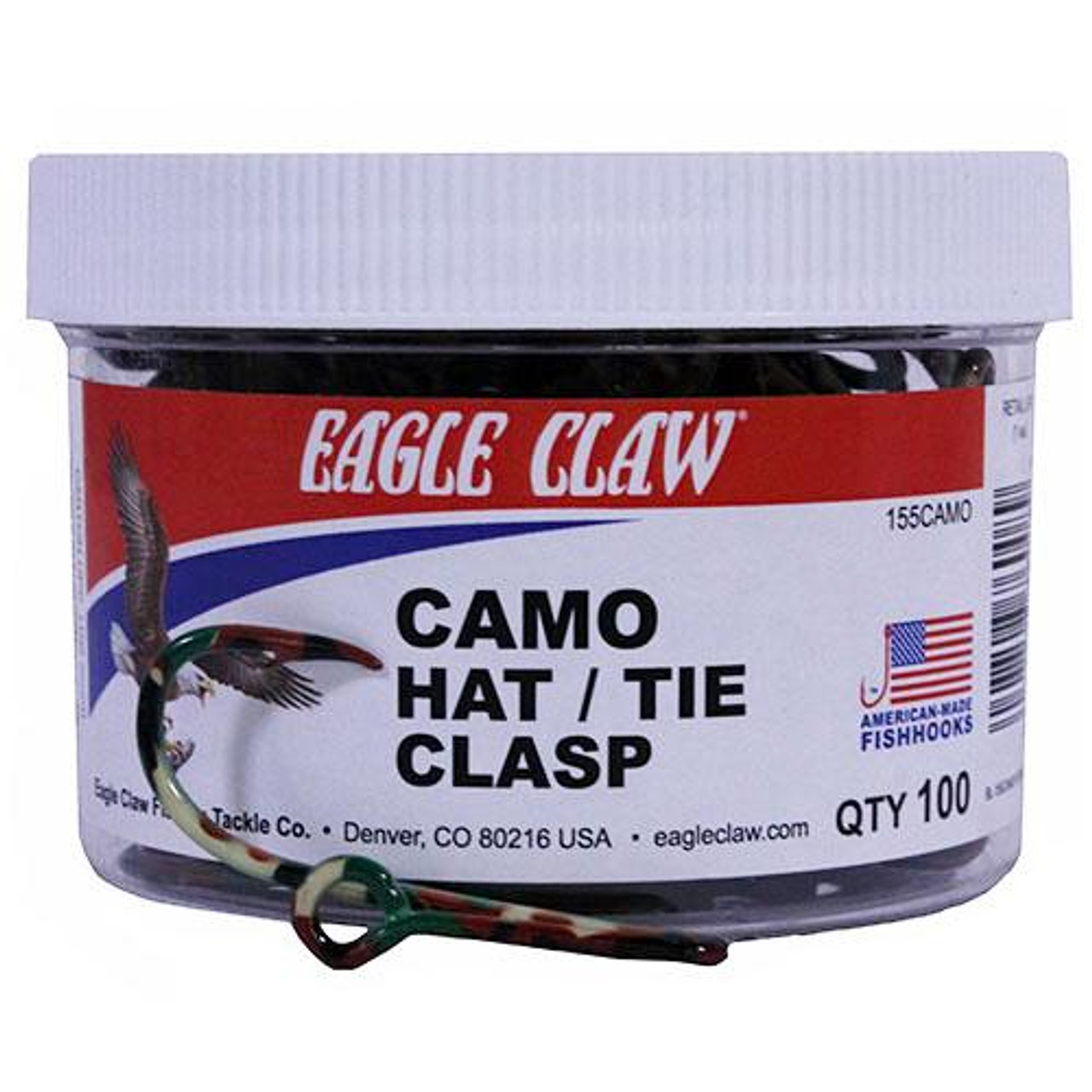 Eagle Claw Camo Hat/tie Clasp Jar Per 100, 155CAMO