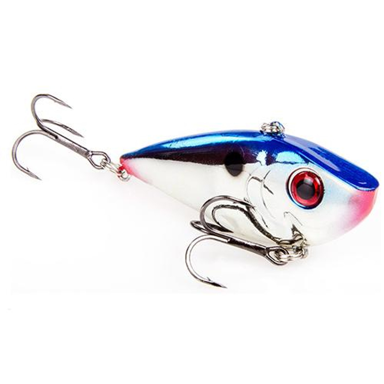 Strike King Lures Red Eyed Shad 1/2 oz Hard Lipless Crankbait Lure 3 1/4  Length. 8' Depth, Two Number 6 Treble Hooks, Chrome Blue, Per 1