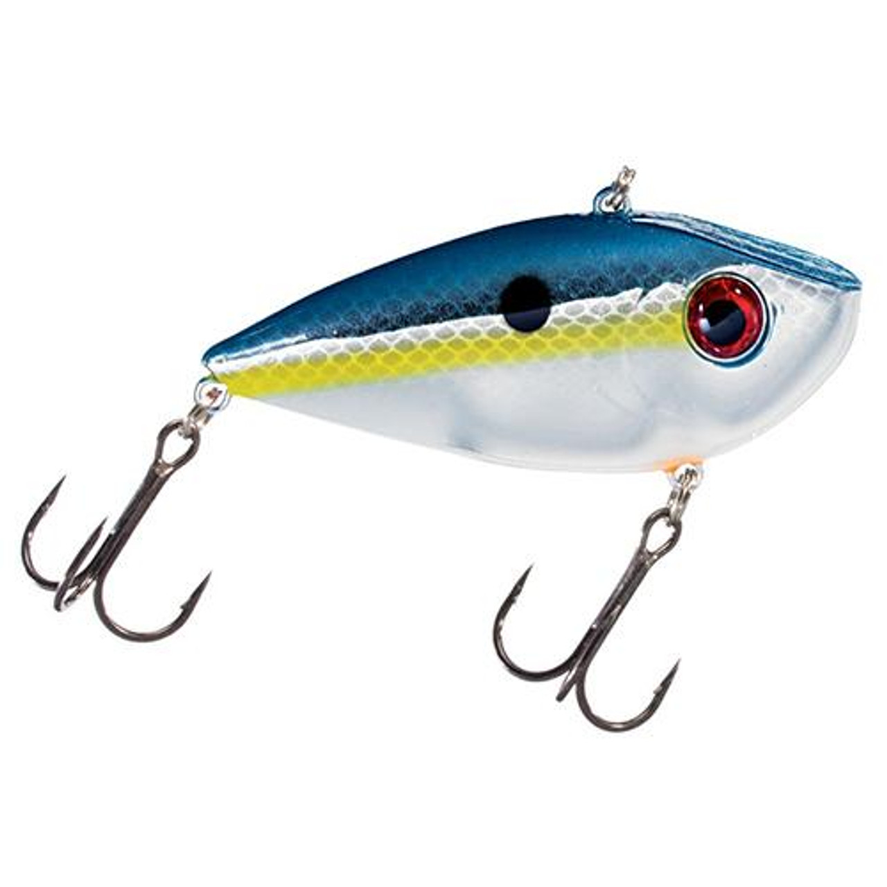 Strike King Lures Red Eyed Shad 1/4 oz Hard Lipless Crankbait Lure 2  Length. Variable Depth, Two Number 6 Treble Hooks, Chrome Sexy Shad, Per 1, REYESD14-514