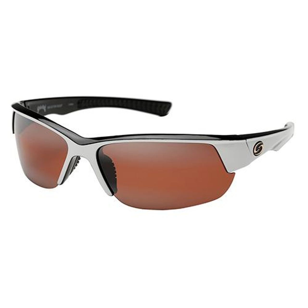 Strike King Lures S11 Optics Sunglasses Gulf Style, Shiny White/Black Two  Tone Frame, Dark Amber Brown Lens