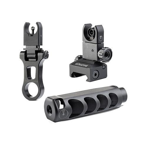 Ultradyne C4 Sight System Combo Dynamount Flip-Up Front Sight Flip-Up Rear Sight, Apollo Muzzle Brake, AR-15 1/2-28, Black