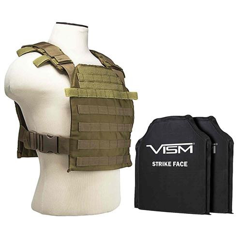 NcStar Fast Plate Carrier with 10 x 12 Level IIIA Shooters Cut 2X Soft Ballistic Panels, Tan