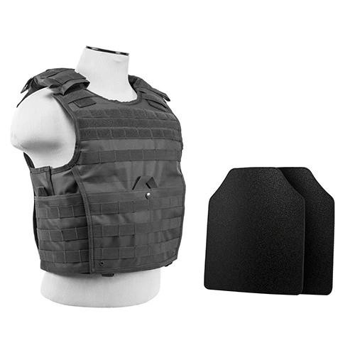 NcStar Expert Plate Carrier, 10x12 Level IIIA Shooters Cut 2x Hard Ballistic Plates Urban Gray