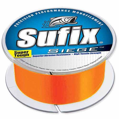Sufix Siege Line 25 lbs Tested, 0.020 Diameter, 250 Yards, Cneon Tangerine