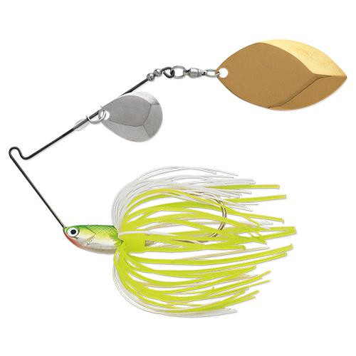 Terminator T-1 Original Titanium Spinnerbait 3/8 oz, Colorado/Oklahoma (Nickel/Gold), Chartreuse White Shad, Per 1