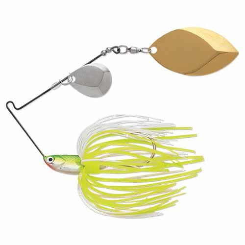 Terminator T-1 Original Titanium Spinnerbait 1/2 oz, Willow/Willow Blade (Nickel/Gold), Chartreuse White Shad, Per 1