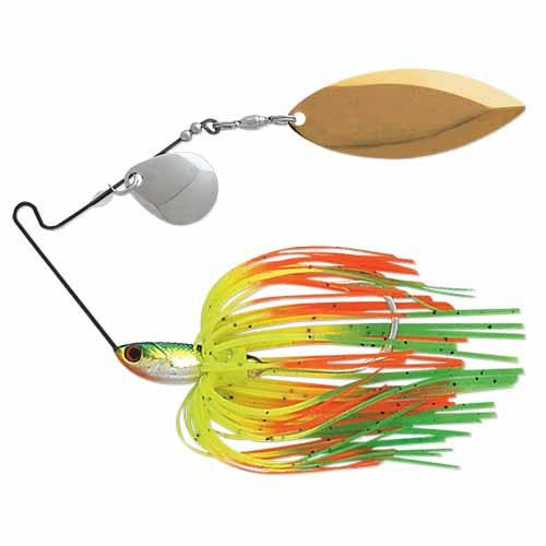 Terminator T-1 Original Titanium Spinnerbait 3/8 oz, Willow/Willow (Nickel/Gold), Hot Tip Chaartreuse, Per 1