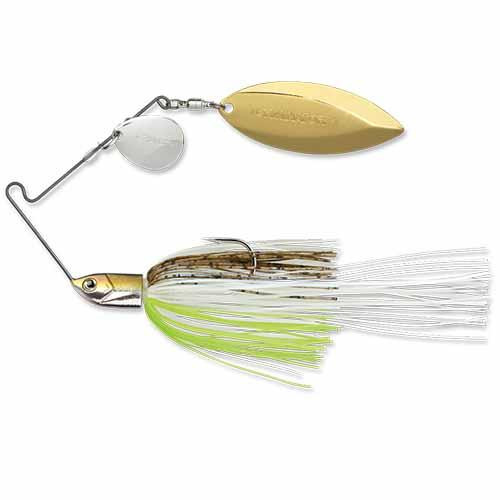 Terminator T-1 Original Titanium Spinnerbait 1/2 oz, Colorado/Willow Blade (Nickel/Gold), Hot Olive, Per 1
