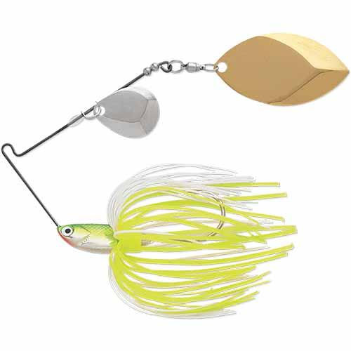 Terminator T-1 Original Titanium Spinnerbait 3/8 oz, Willow/Willow Blade (Nickel/Gold), Chartreuse White Shad, Per 1