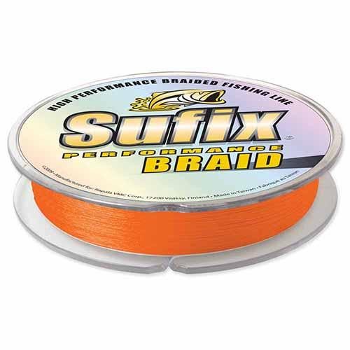 Sufix Performance Braid Line 20 lbs Tested, 0.009 Diameter, 150 Yards, Fluorescent Neon Fire