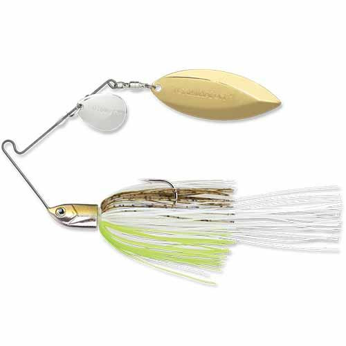 Terminator T-1 Original Titanium Spinnerbait 3/4 oz, Colorado/Willow Blade (Nickel/Gold), Hot Olive, Per 1