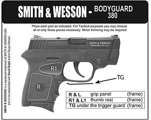 DECAL GRP S&W BDY GRD 380 RBR