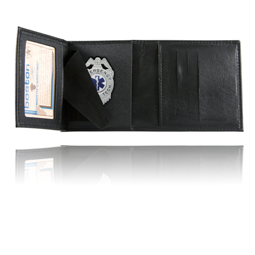 BOSTON LEATHER Tri-Fold Badge Case Wallet 375-S-4003