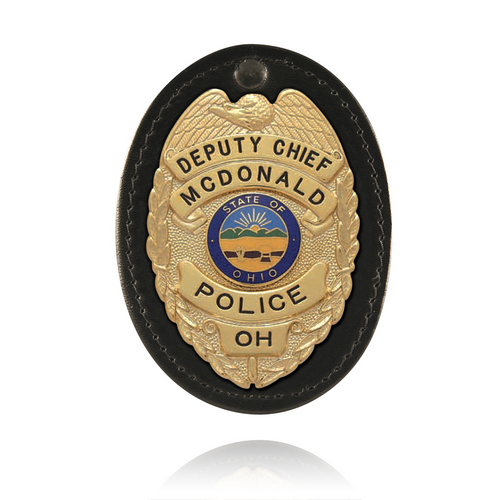 BOSTON LEATHER BOSTON - OVAL CLIP-ON BADGE HOLDER SWIVEL W/ VELCRO 5888-1