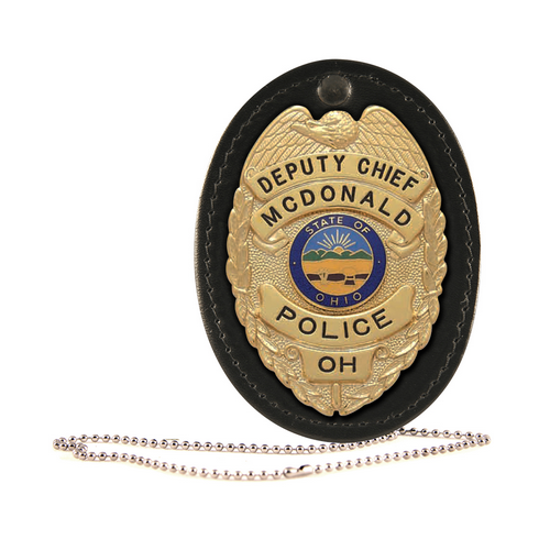 BOSTON LEATHER BOSTON - OVAL CLIP-ON BADGE HOLDER SWIVEL W/ VELCRO 5888CH-1