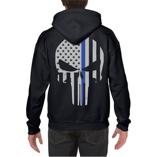 Thin Blue Line Hoodie - Thin Blue Line Skull BLPUN-H-BLACK-S