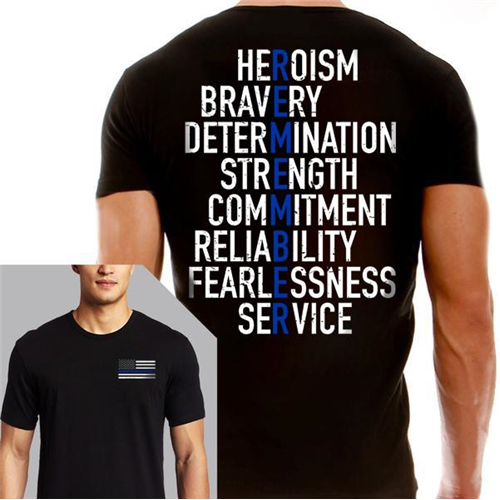 Thin Blue Line Mens Shirt - Thin Blue Line Remember MENS-REM-SHIRT-MEDIUM