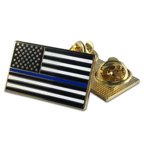 Thin Blue Line Classic Thin Blue Line American Flag Pin, Double Clutch Backing PIN-CLASSIC