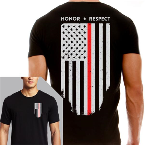 Thin Blue Line Mens T-Shirt - Thin Red Line Flag TRL-BLACK-XL