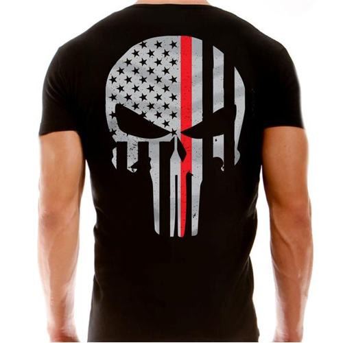 Thin Blue Line Mens T-Shirt - Skull Thin Red Line TRL-SKULL-LARGE