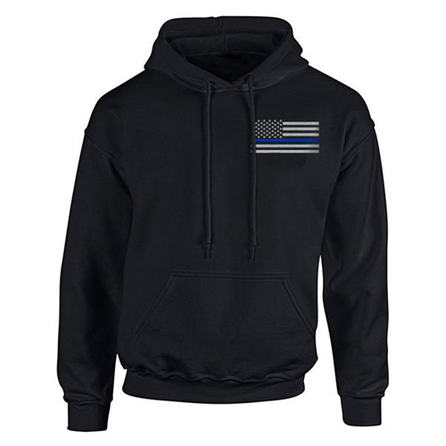 Thin Blue Line Hoodie - Thin Blue Line American Flag TBL-H-SMALL-LOGO-BLACK-SMALL
