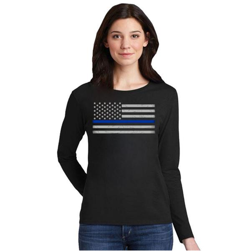 Thin Blue Line Womens - Long Sleeve Classic WOMEN-LS-CLASSIC-BLUE-BLACK-MEDIUM