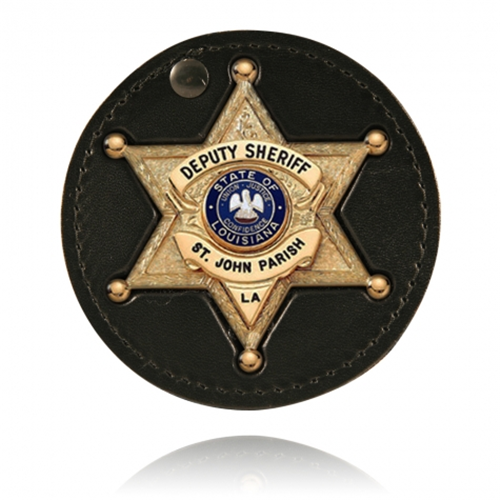 Boston Leather 3 Circle Recessed Badge Holder with Clip 600S-5018
