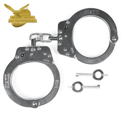 Hiatt Nickel Chain Handcuffs with Double Key Hole 2010-HD