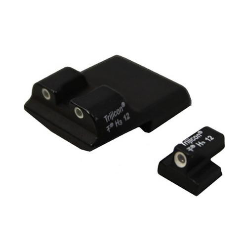 Trijicon Smith & Wesson Bright and Tough 3 Dot Night Sight Set 9mm Compact Models, Green Front and Long Rear Novak