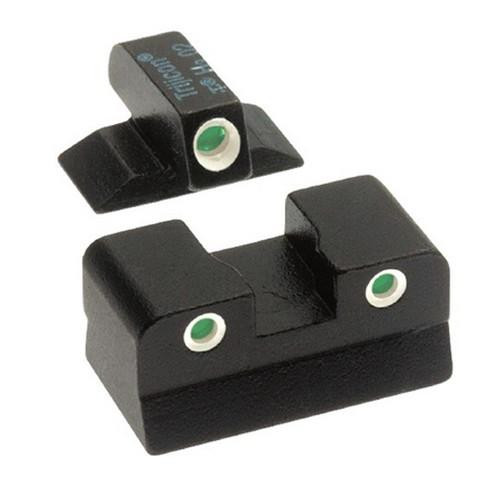 Trijicon Smith & Wesson Bright and Tough 3 Dot Night Sight Set 4003/4004/4006/4026/4044/4046, Green Front/Long Rear Novak
