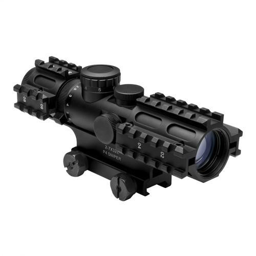 NcStar 2-7x32 Scope/3-Rail/Blue Illuminated P4/Green/Weaver Mount