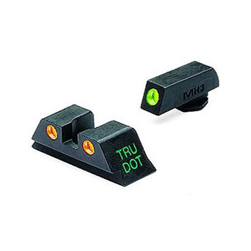 Mako Group Glock - Tru-Dot Sights 9mm/357 Sig/.40 S&W/.45 GAP, Green/Orange, Fixed Set