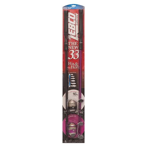 Zebco  Quantum 33 His & Her Spincast Combo, 3.6:1 Gear Ratio, 56 2pc Rod, 6-12 lb Line Rate
