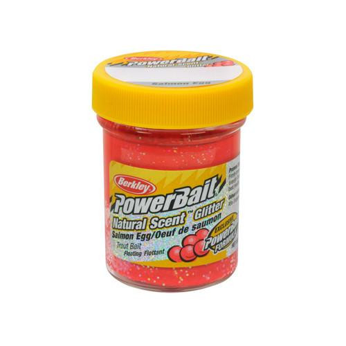 Berkley PowerBait Natural Scent Glitter Trout Bait Salmon Egg, Salmon Egg Red