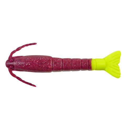 Berkley Gulp! Shrimp, 3" Cajun Purple/Chartreuse