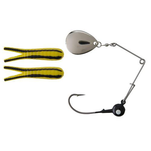 Johnson Beetle Spin Nickel Blade Hard Bait 2" Length, Size 4 Hook, 1 Hook, Yellow/Black Spots, Per 2