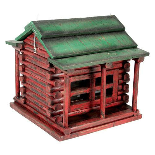 Rivers Edge Products Wood Log Cabin Birdfeeder