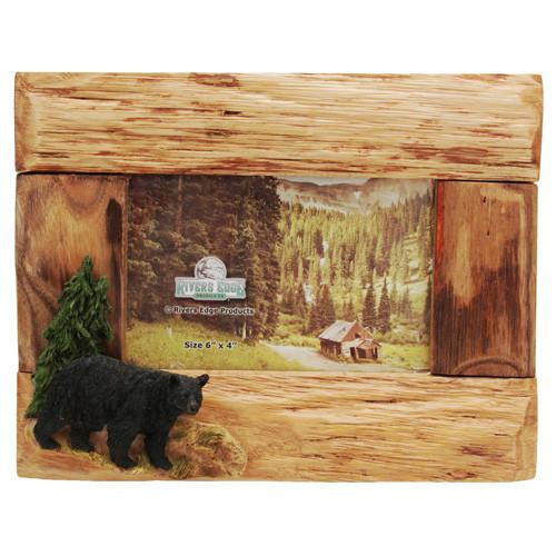 Rivers Edge Products Picture Frame Bear 4"x6" Firwood Root