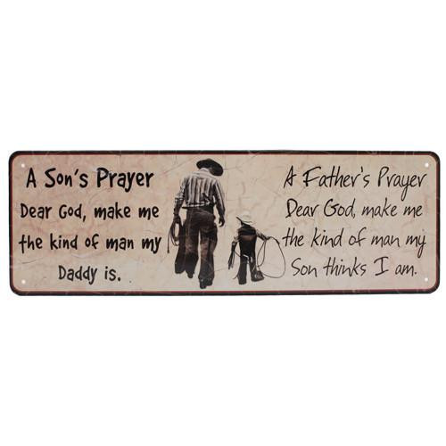 Rivers Edge Products 10.5" x 3.5" Tin Sign Father and Son Prayer