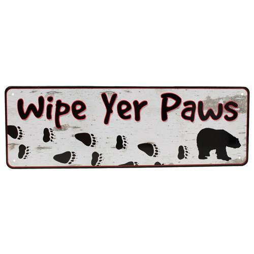 Rivers Edge Products 10.5" x 3.5" Tin Sign Wipe Yer Paws