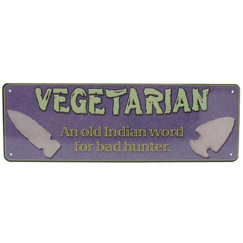 Rivers Edge Products 10.5" x 3.5" Tin Sign Vegetarian
