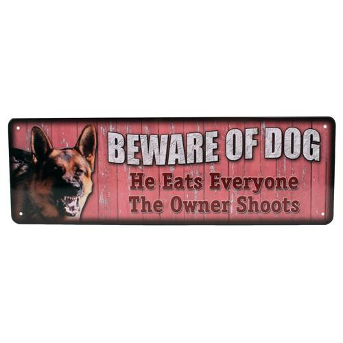 Rivers Edge Products Tin Sign Beware of Dog, Size 10 1/2" x 3 1/2"