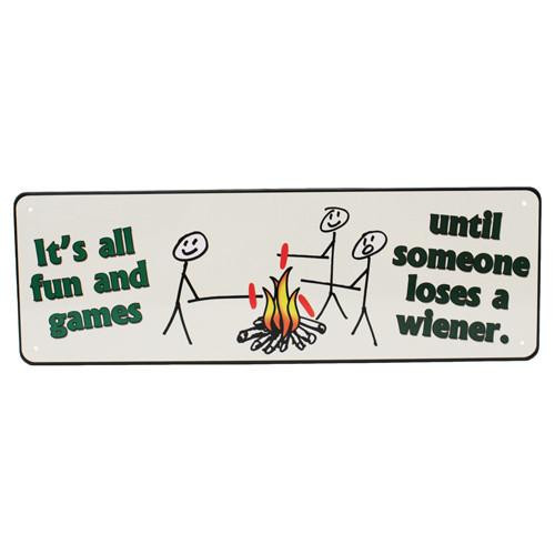 Rivers Edge Products 10.5" x 3.5" Tin Sign It's All Fun And Games