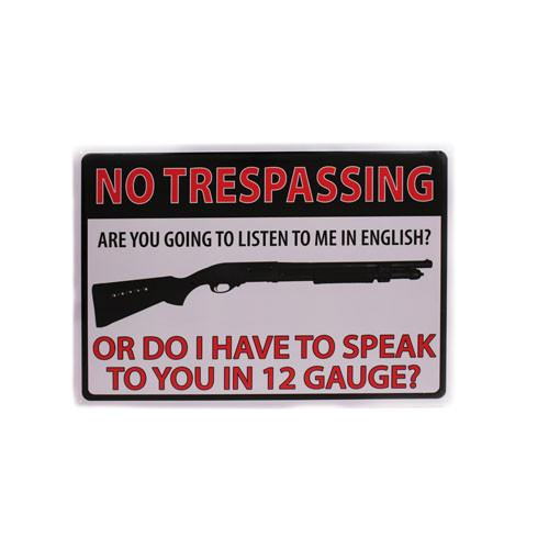 Rivers Edge Products 12" x 17" Tin Sign No Trespassing 12 Gauge