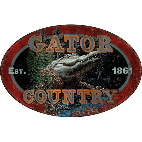 Rivers Edge Products 12" x 17" Tin Sign Gator Country