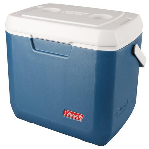 Coleman Cooler, 28 Quart Xtra, Blue Overmolded Handle